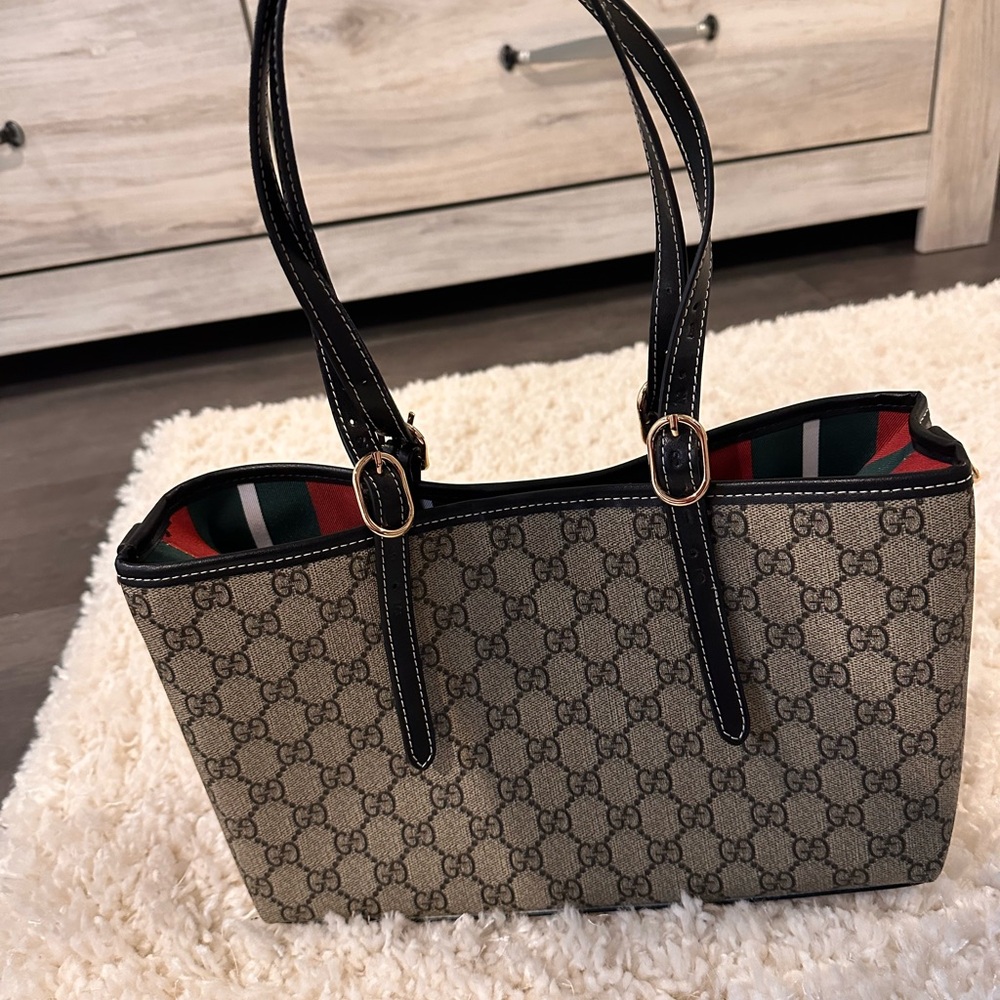 GG Beige and Black Shoulder Bag